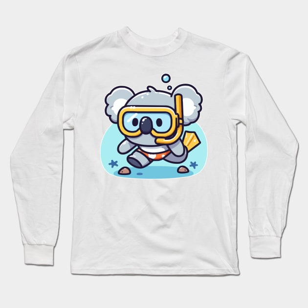 Koala Snorkeling Long Sleeve T-Shirt by fikriamrullah